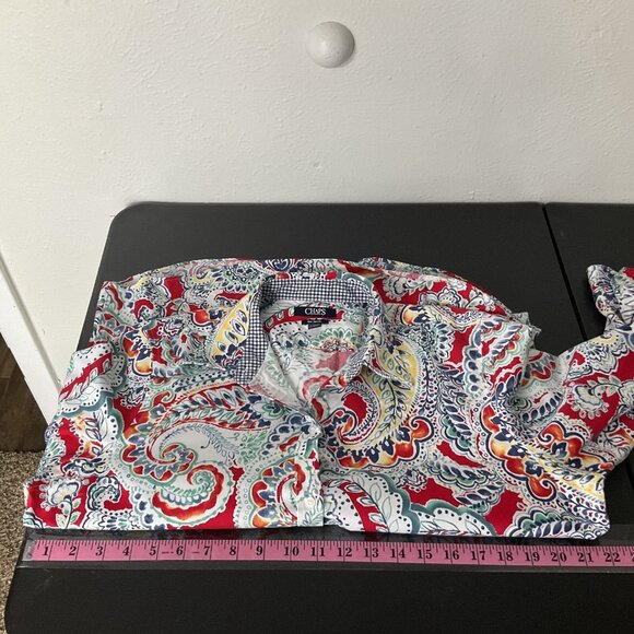 Champs Shirt Women XL Multicolor Paisley Button Up No Iron 3/4‎ Sleeve Classic - Picture 10 of 13